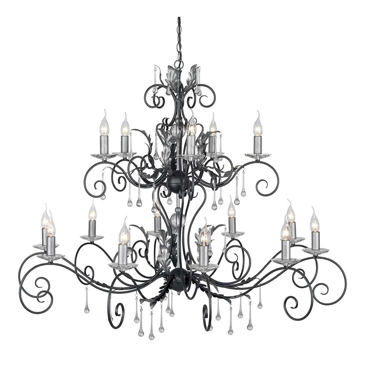 Amarilli Light Chandelier in Black with Silver Patina