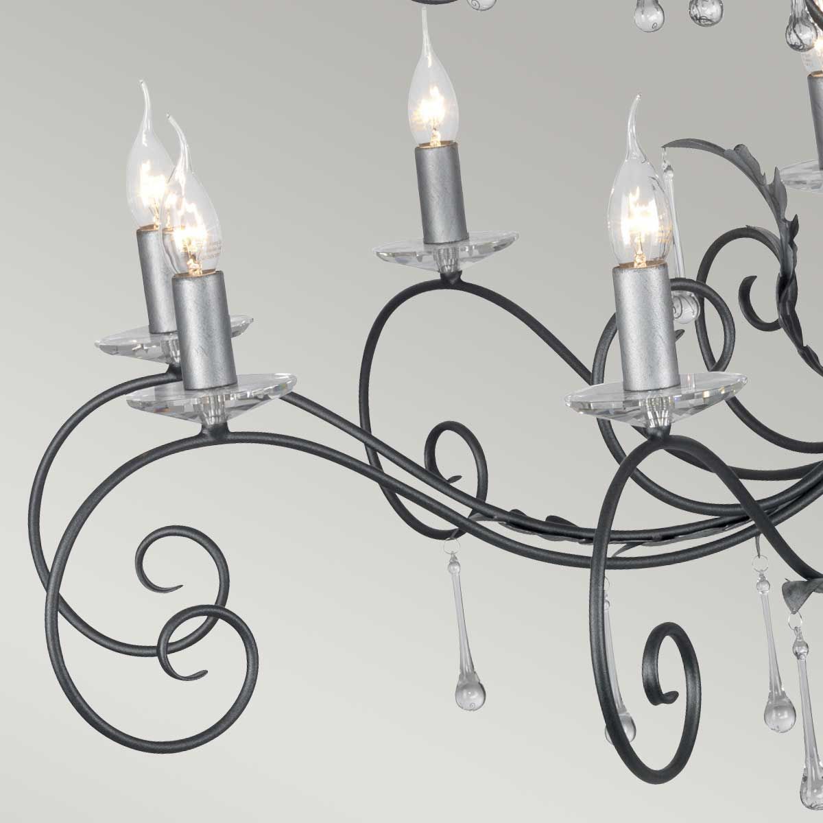 Amarilli Light Chandelier in Black with Silver Patina