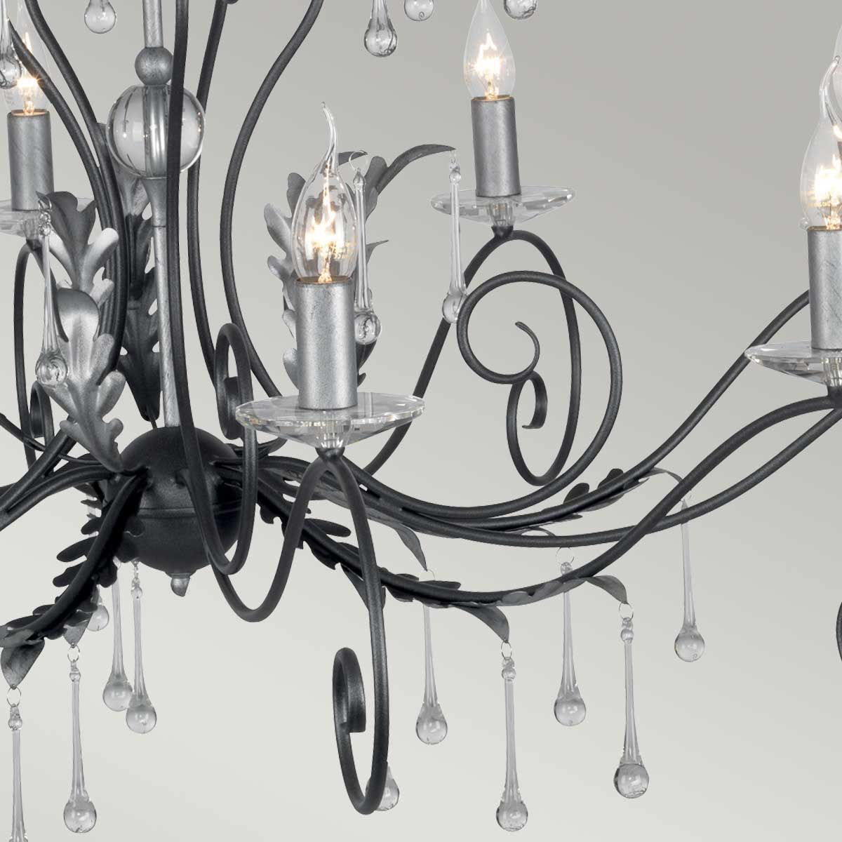 Amarilli Light Chandelier in Black with Silver Patina