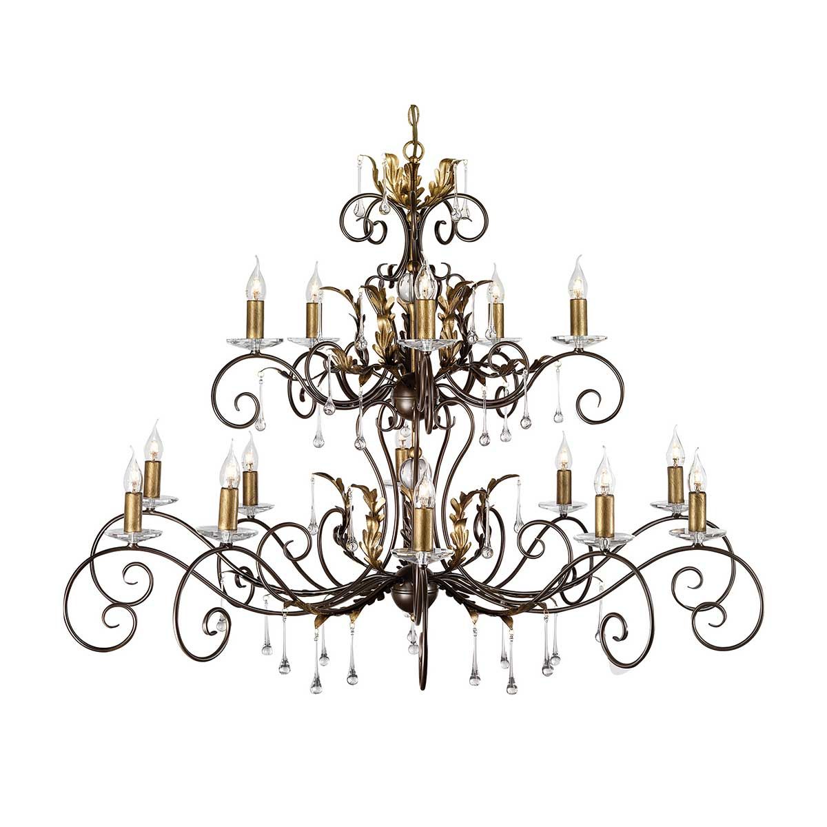 Amarilli Light Chandelier in Bronze with Gold Patina