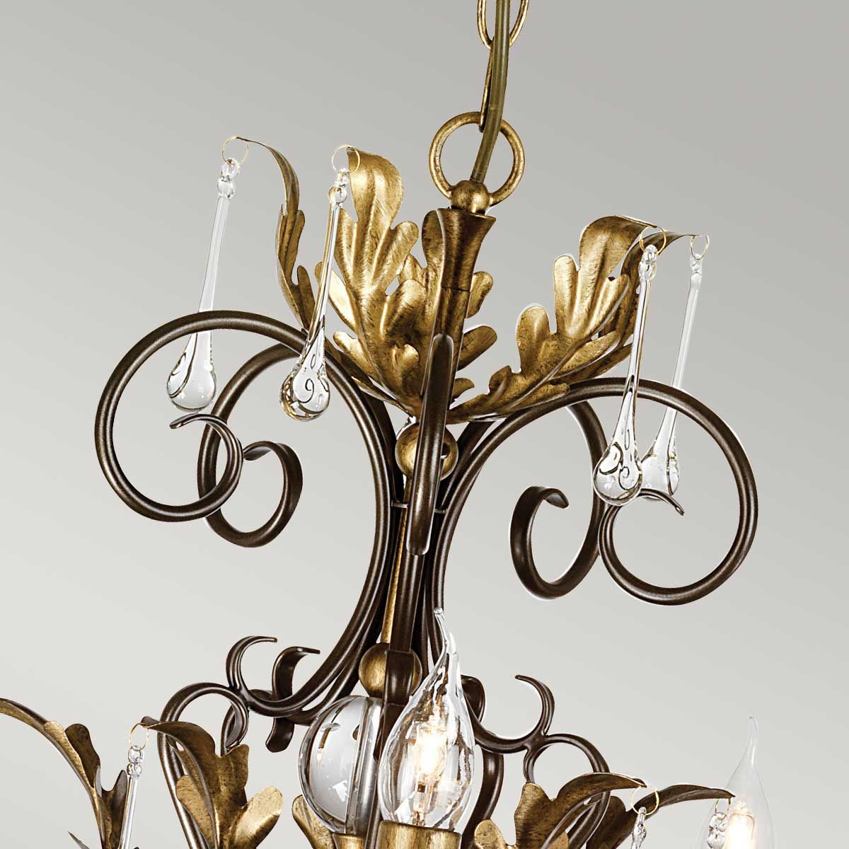 Amarilli Light Chandelier in Bronze with Gold Patina