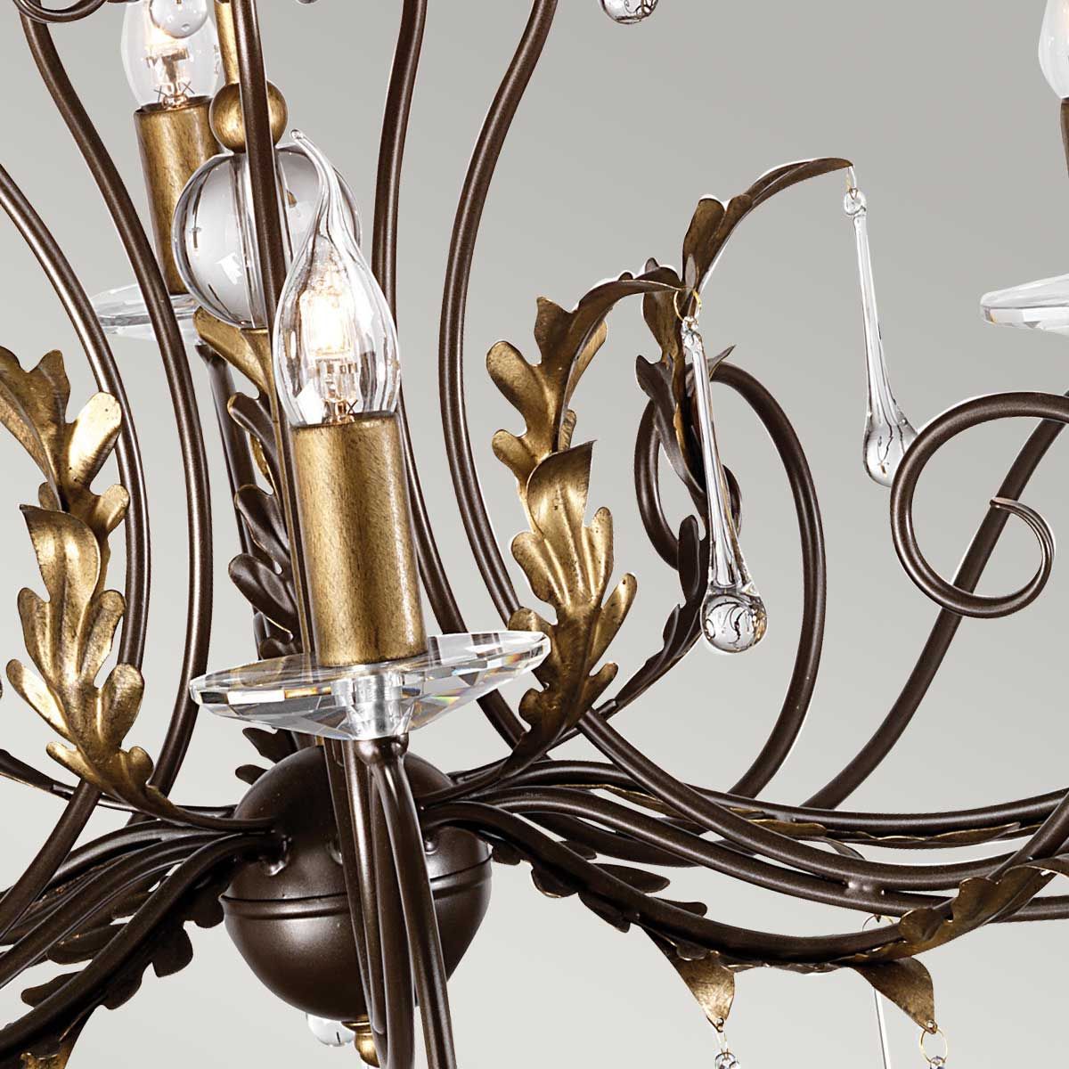 Amarilli Light Chandelier in Bronze with Gold Patina
