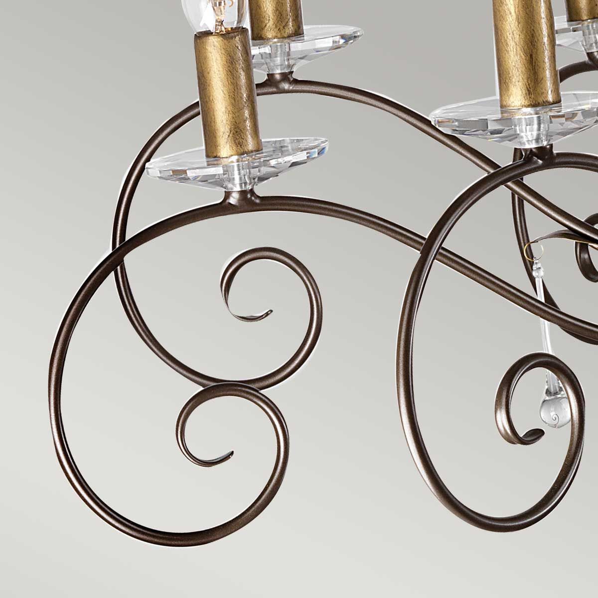 Amarilli Light Chandelier in Bronze with Gold Patina