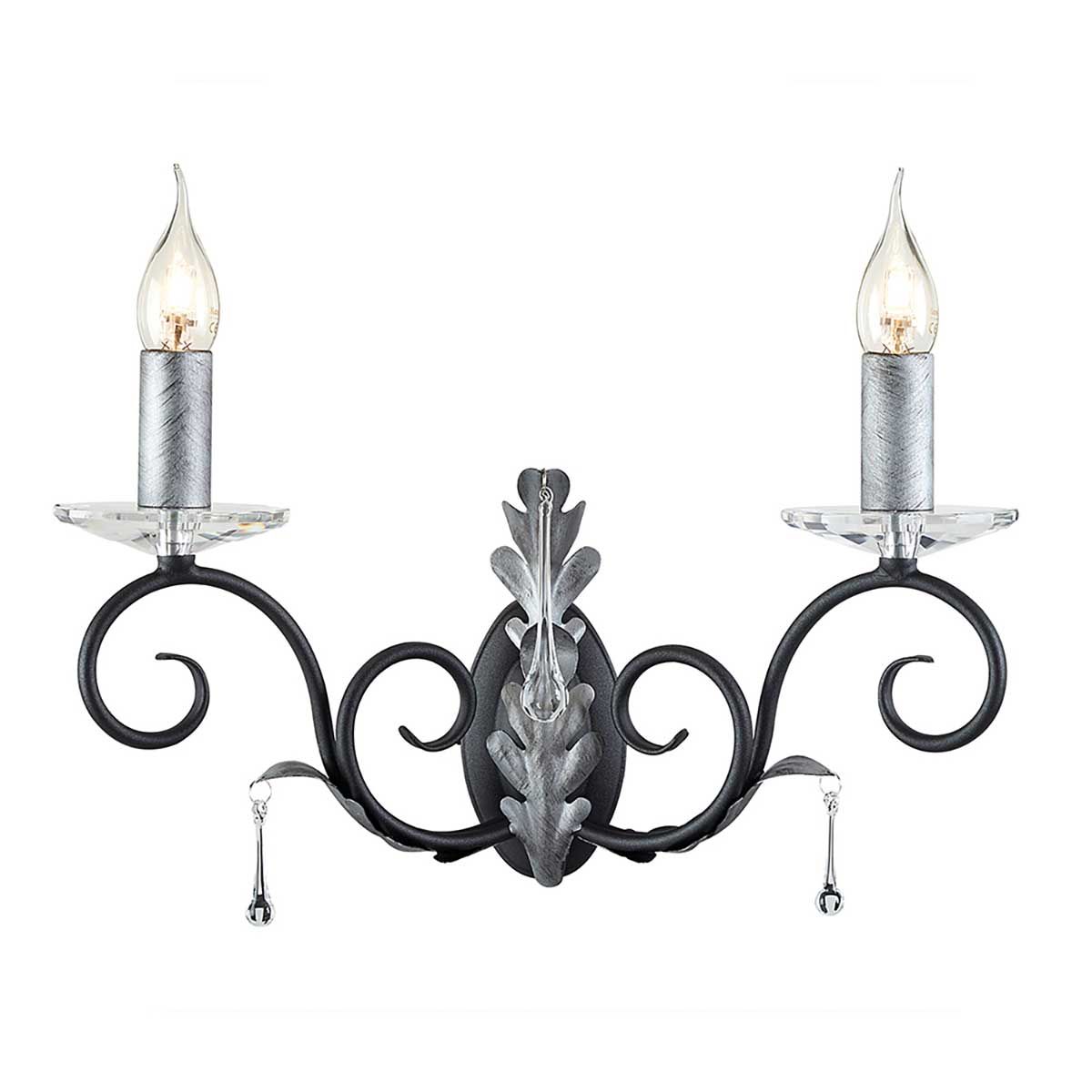 Amarilli Light Wall Light in Black with Silver Patina