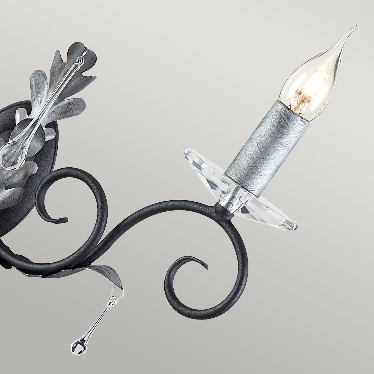 Amarilli Light Wall Light in Black with Silver Patina