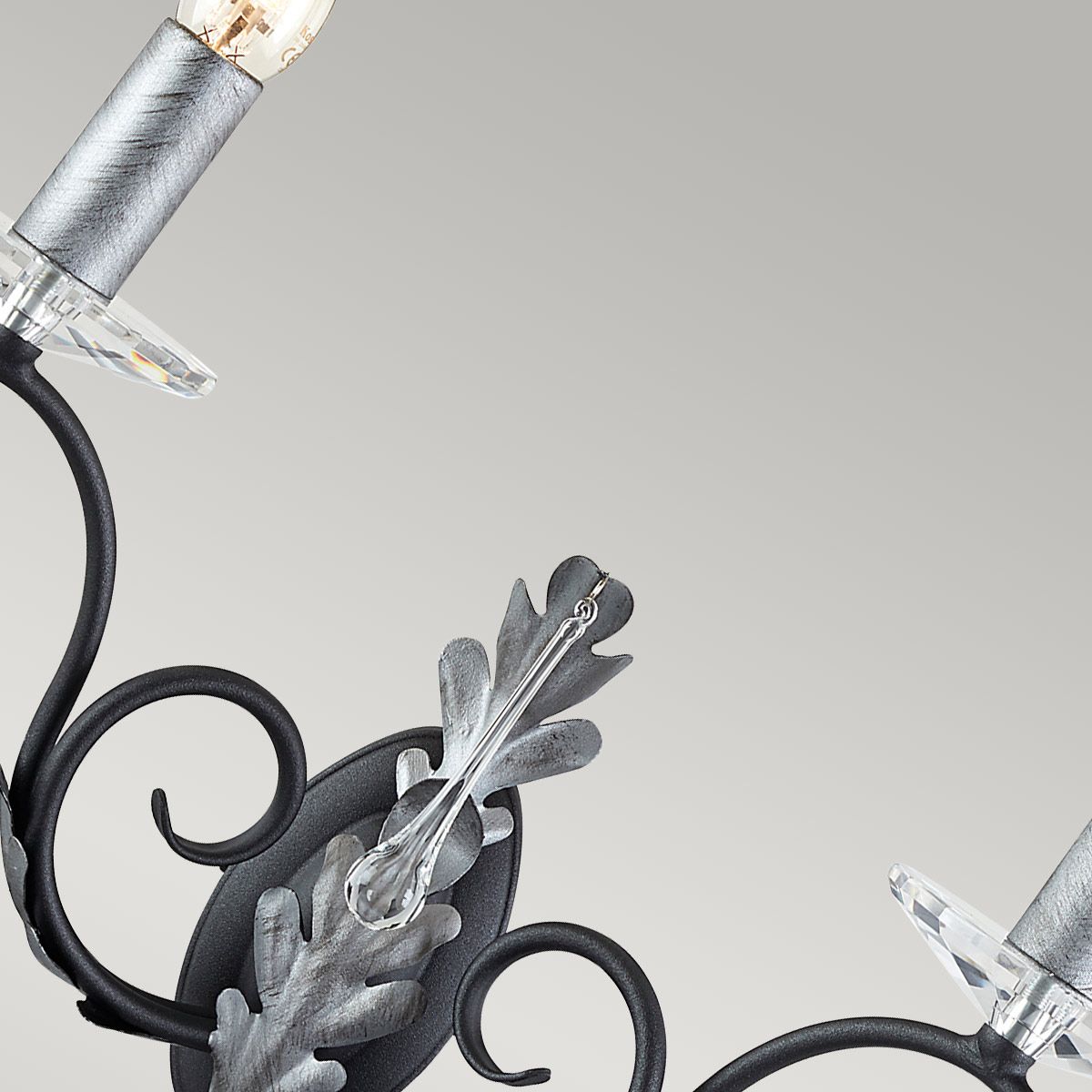 Amarilli Light Wall Light in Black with Silver Patina