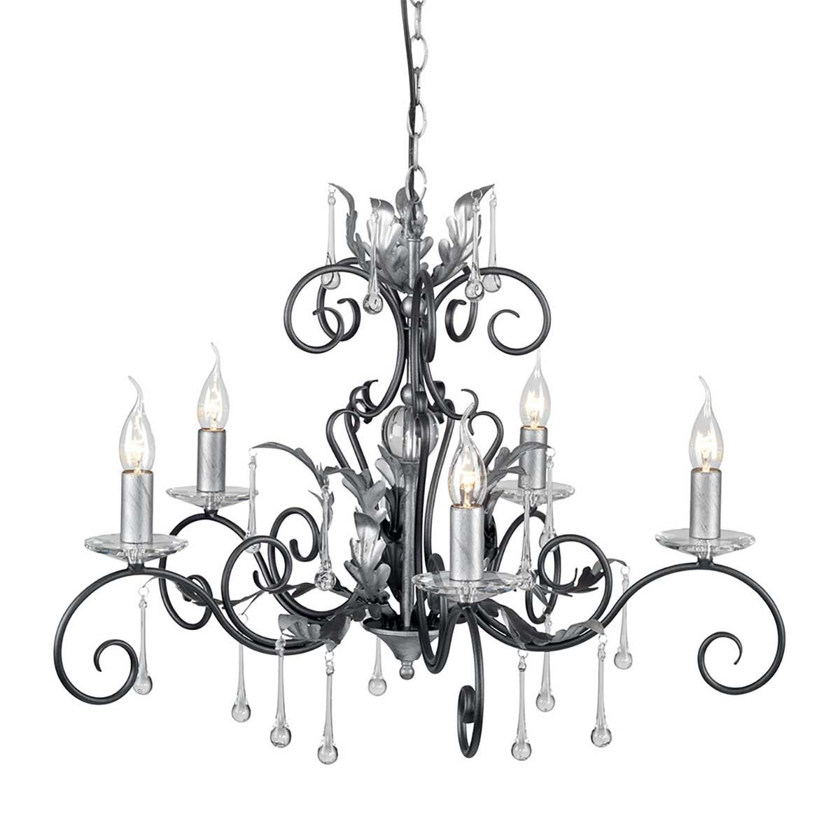 Amarilli Light Chandelier in Black with Silver Patina