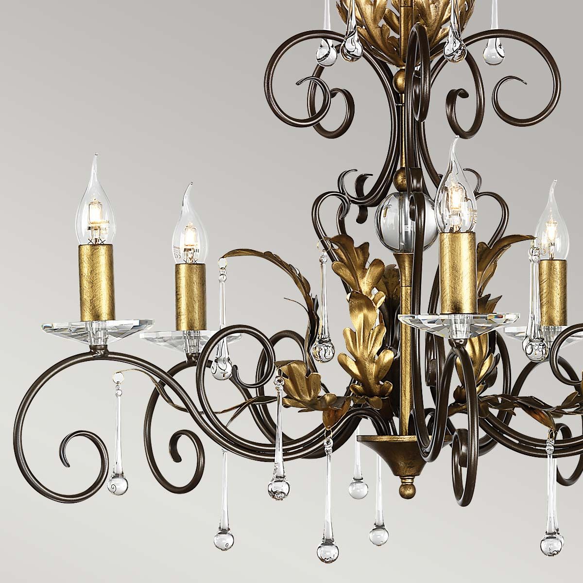 Amarilli Light Chandelier in Bronze with Gold Patina