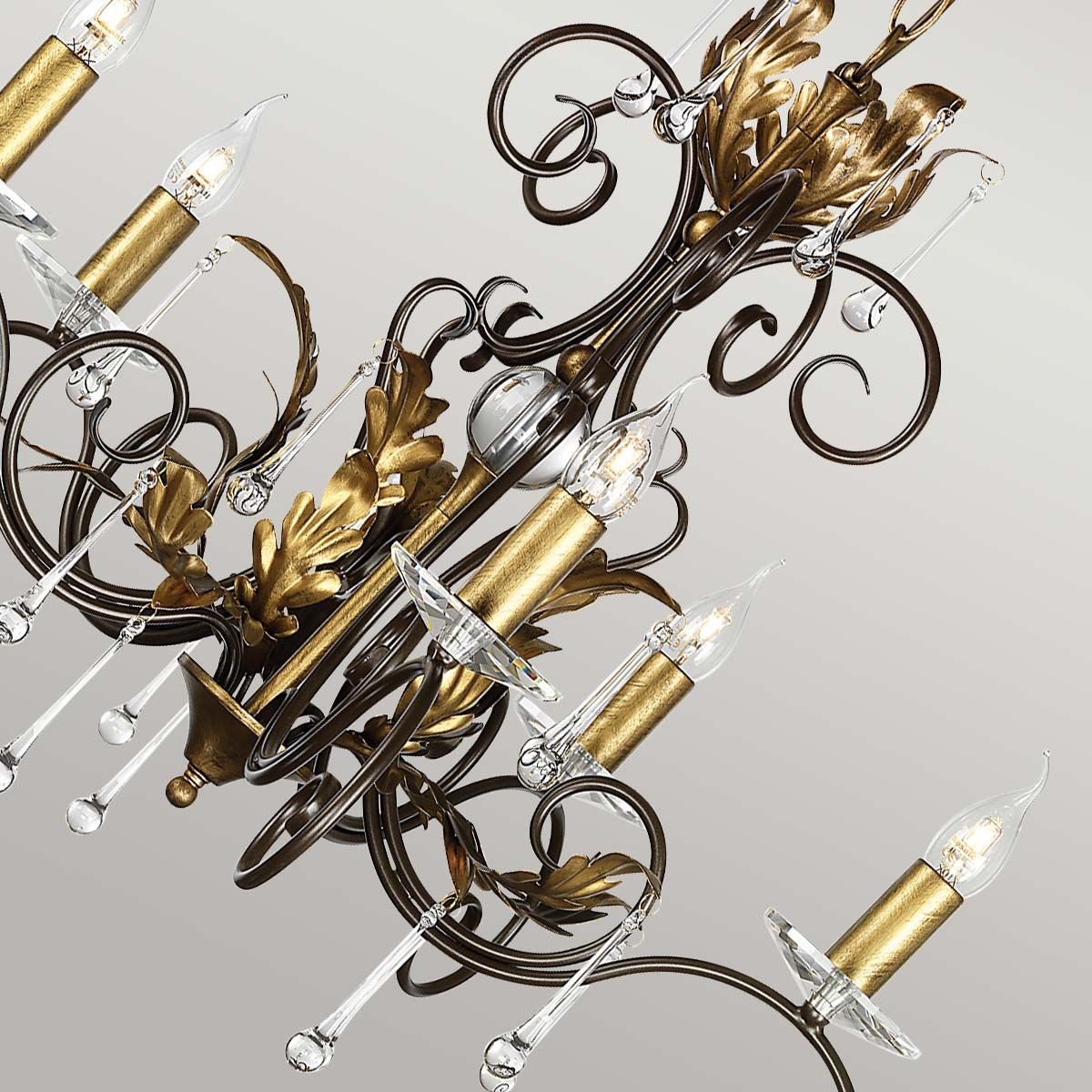 Amarilli Light Chandelier in Bronze with Gold Patina