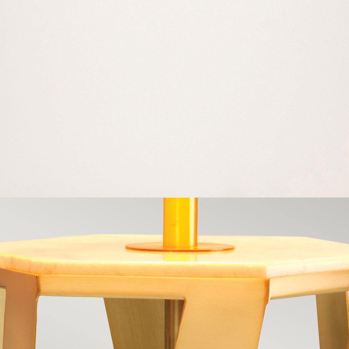 Apollo Light Table Lamp with White Shade in Brushed Brass