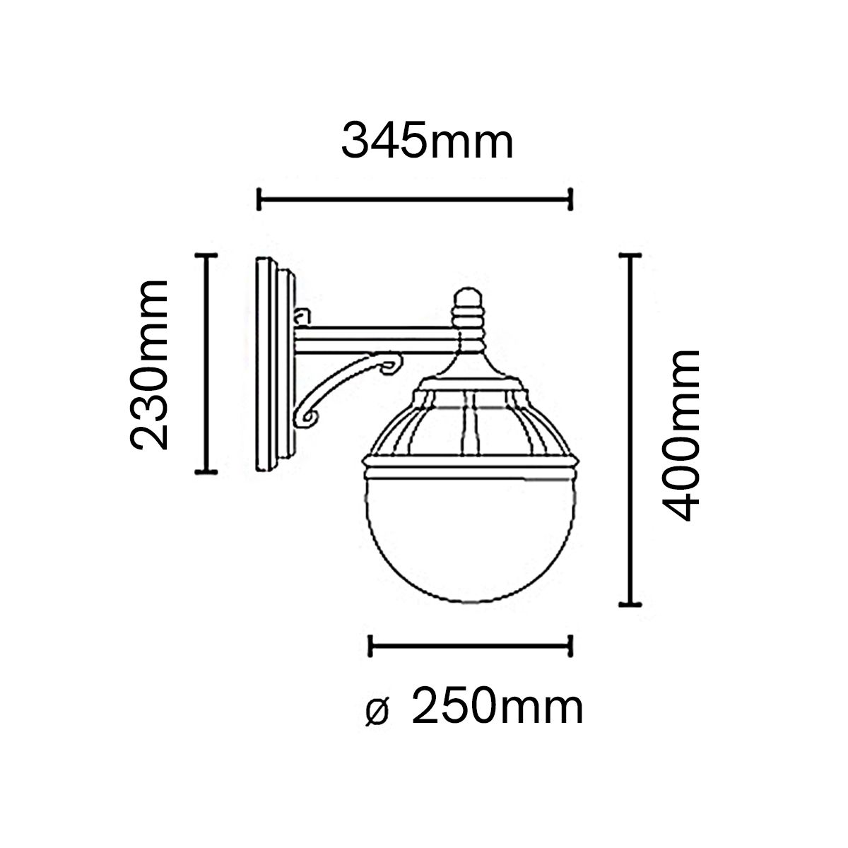 Bologna Light Down Wall Light in Black