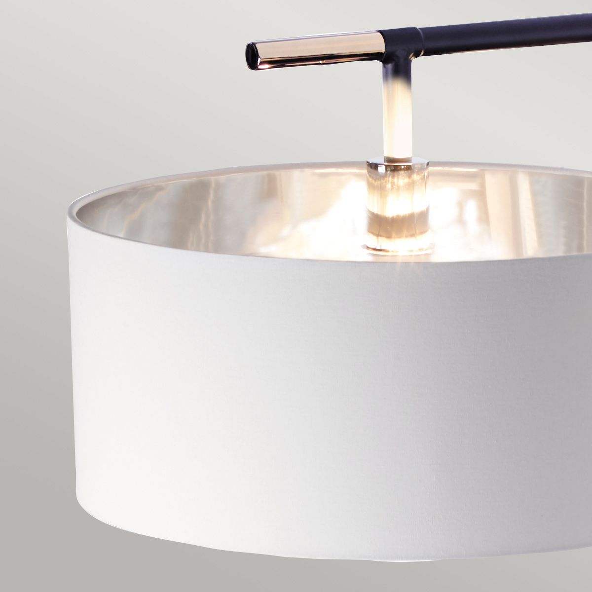 Balance in Light Floor Lamp in Black Polished Nickel with White Shade