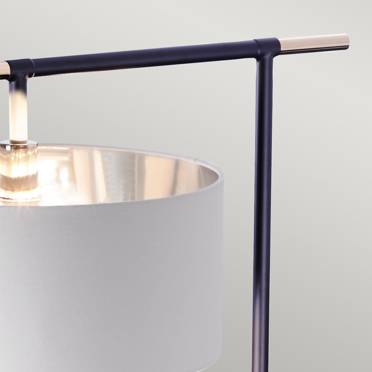 Balance in Light Floor Lamp in Black Polished Nickel with White Shade