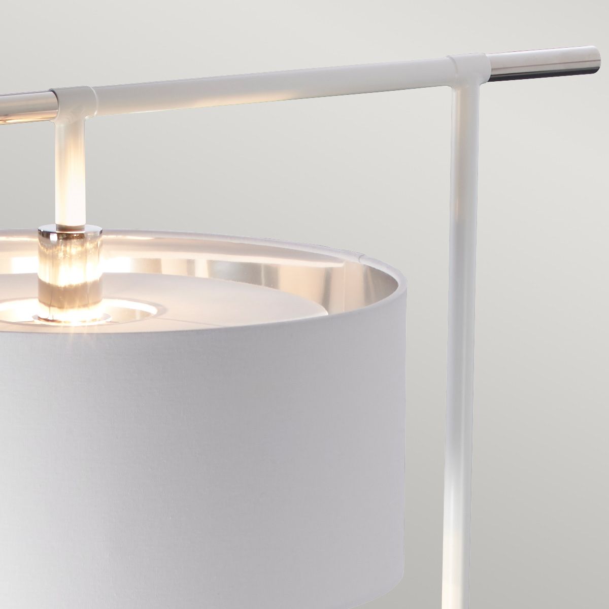Balance Light Floor Lamp in White/Polished Nickel with White Shade