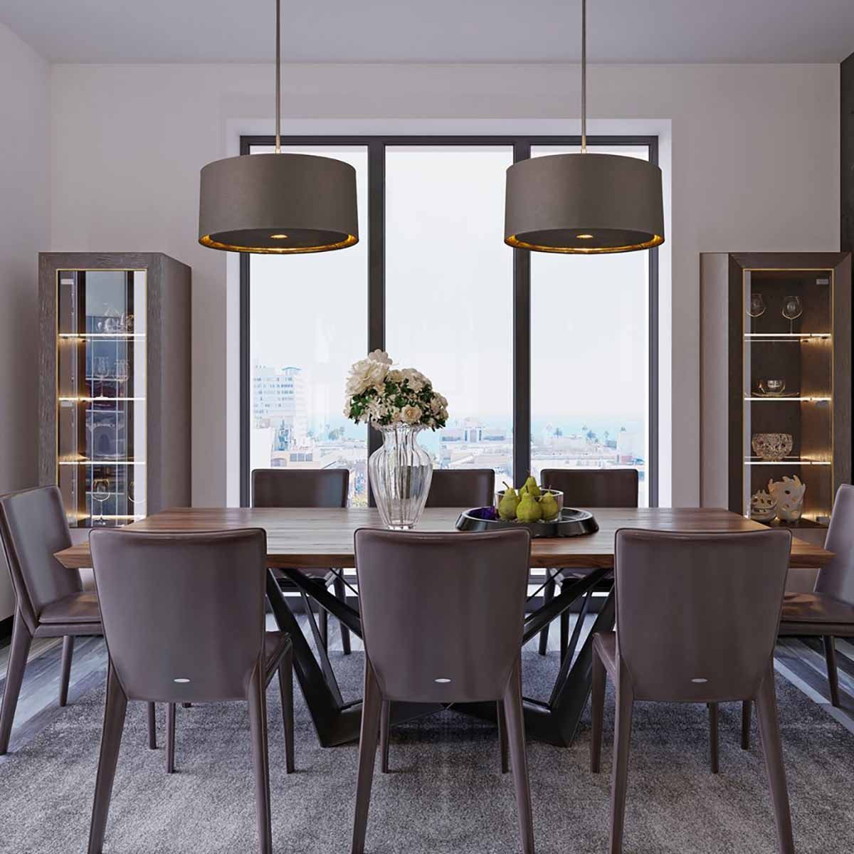 Balance In Light Pendant In Brown Polished Brass with Brown Shade