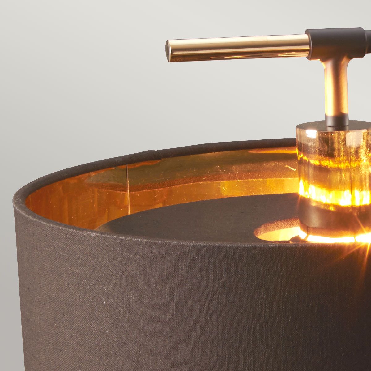 Balance Light Table Lamp in Brown/Polished Brass with Brown Shade