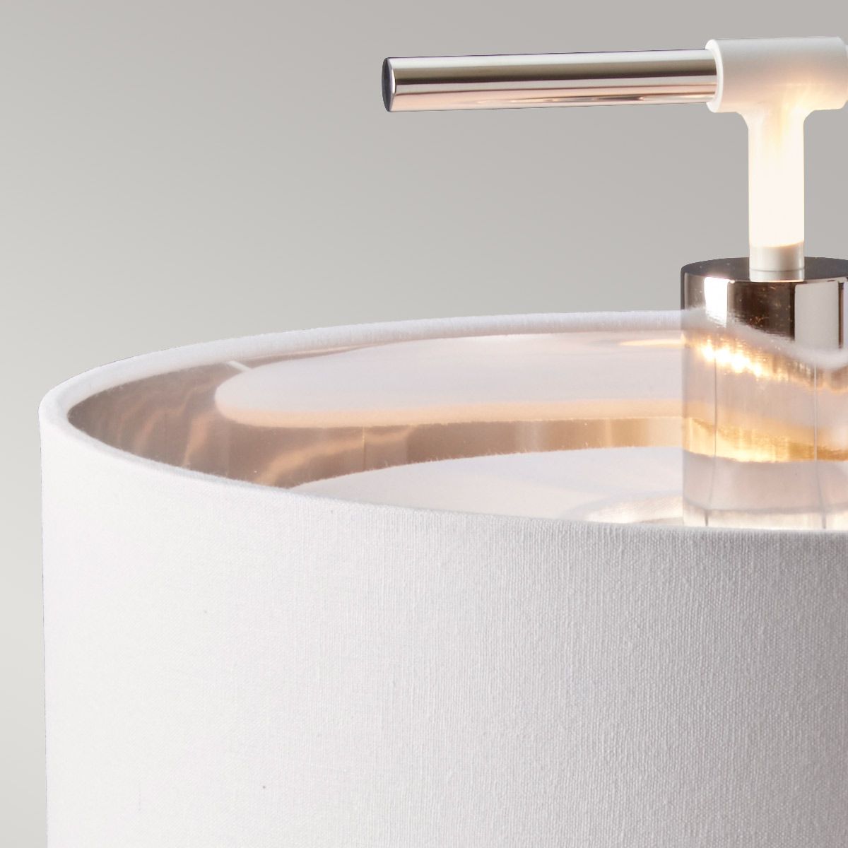 Balance Light Table Lamp in White Polished Nickel with White Shade
