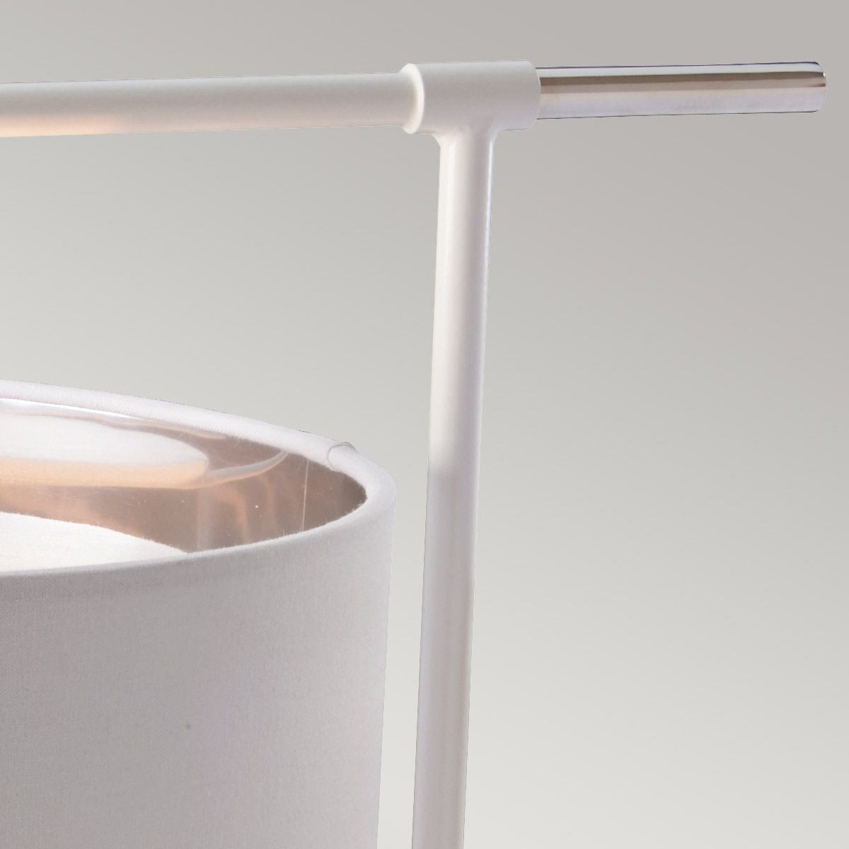 Balance Light Table Lamp in White Polished Nickel with White Shade