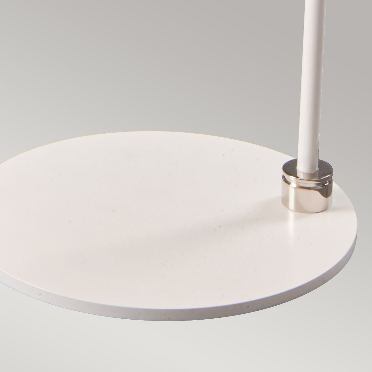 Balance Light Table Lamp in White Polished Nickel with White Shade