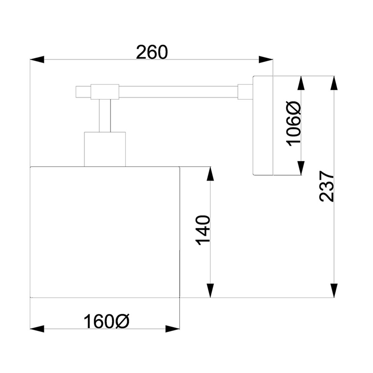 Balance in Light Wall Light in Black Polished Nickel with White Shade