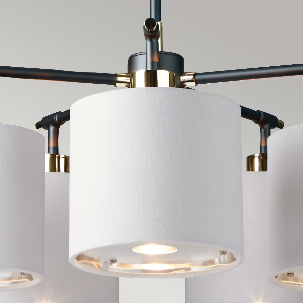 Balance Light Chandelier in Black Polished Nickel with White Shade