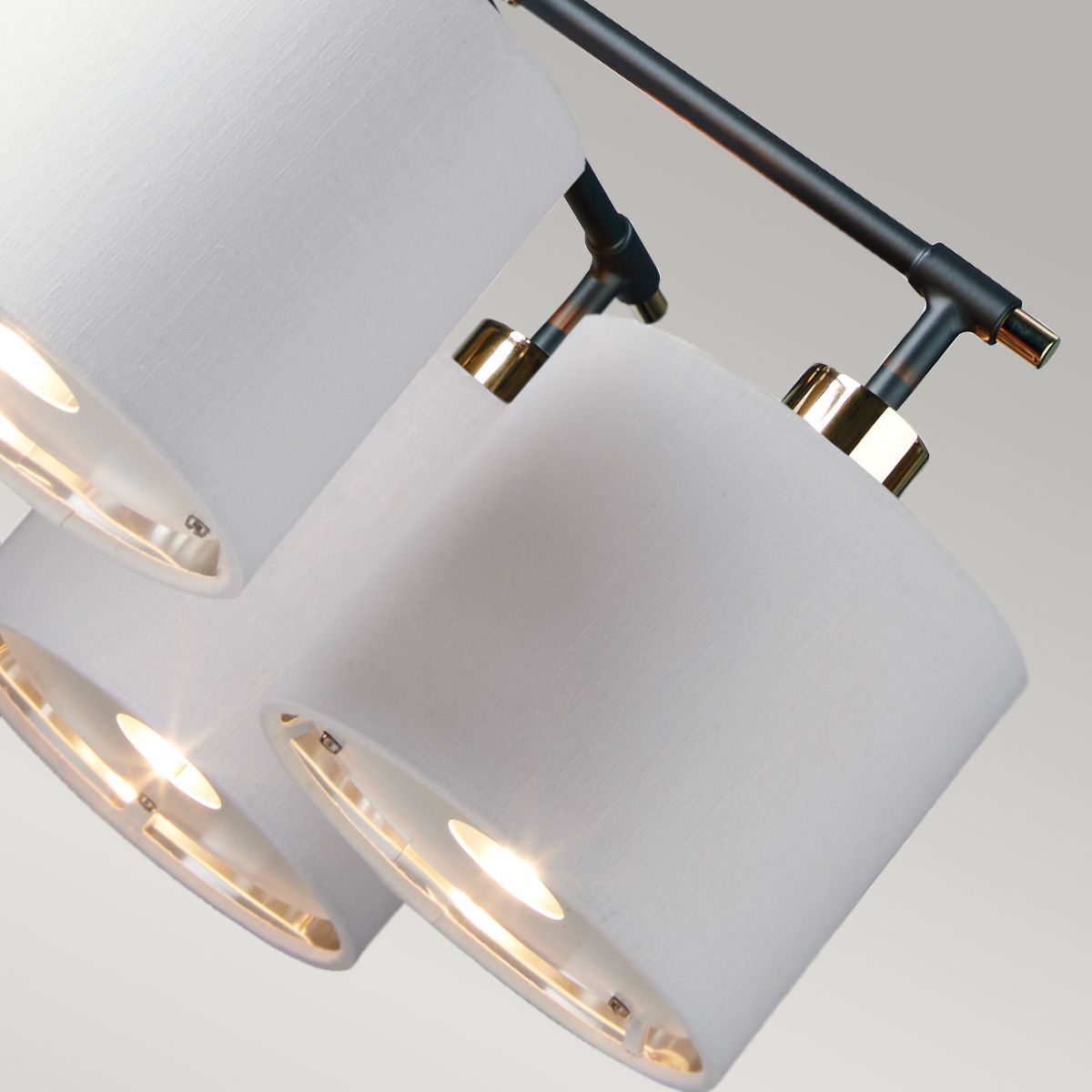 Balance Light Chandelier in Black Polished Nickel with White Shade
