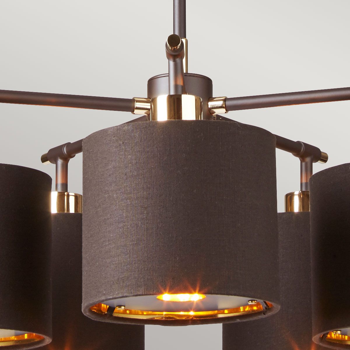 Balance Light Chandelier in Brown/Polished Brass with Brown Shade