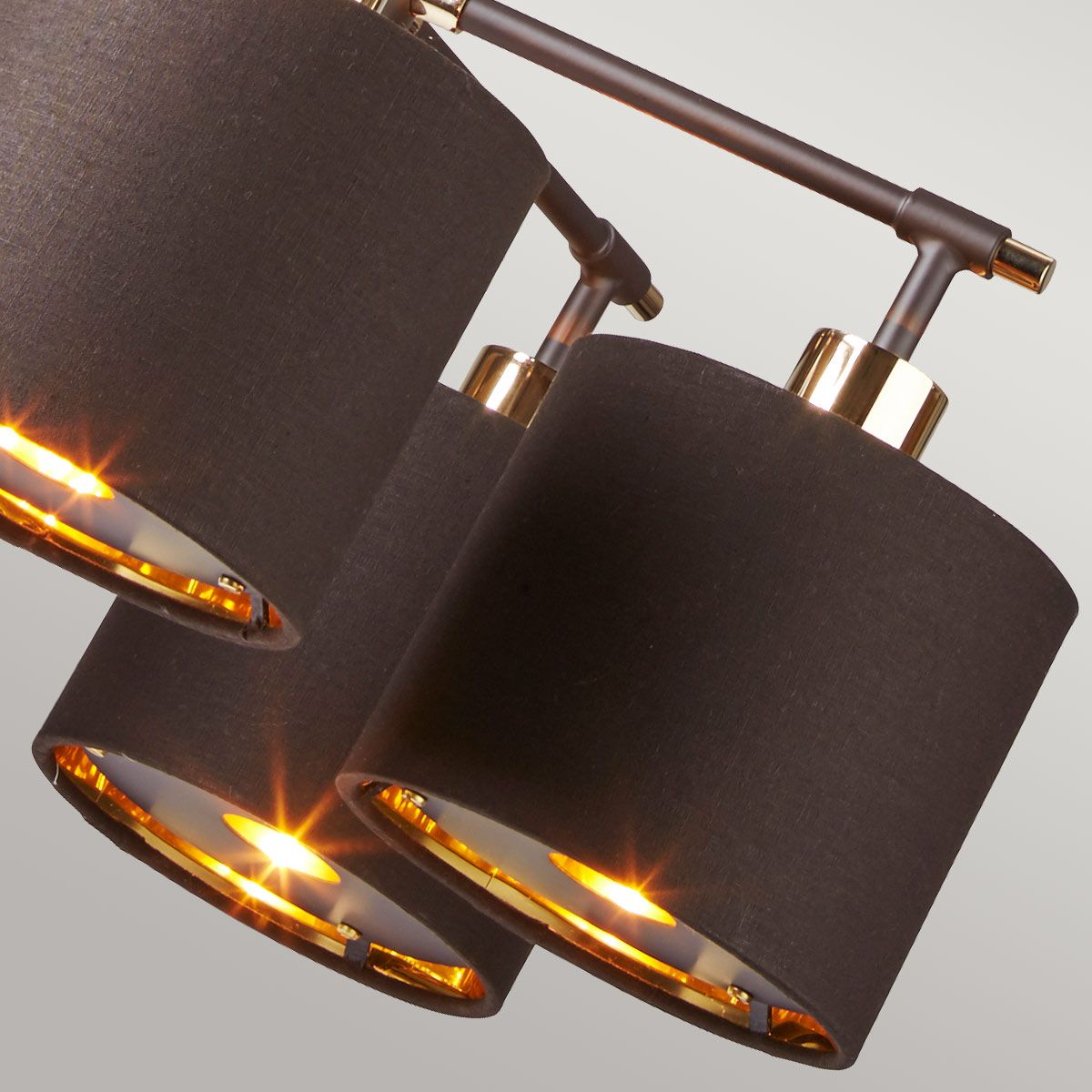 Balance Light Chandelier in Brown/Polished Brass with Brown Shade