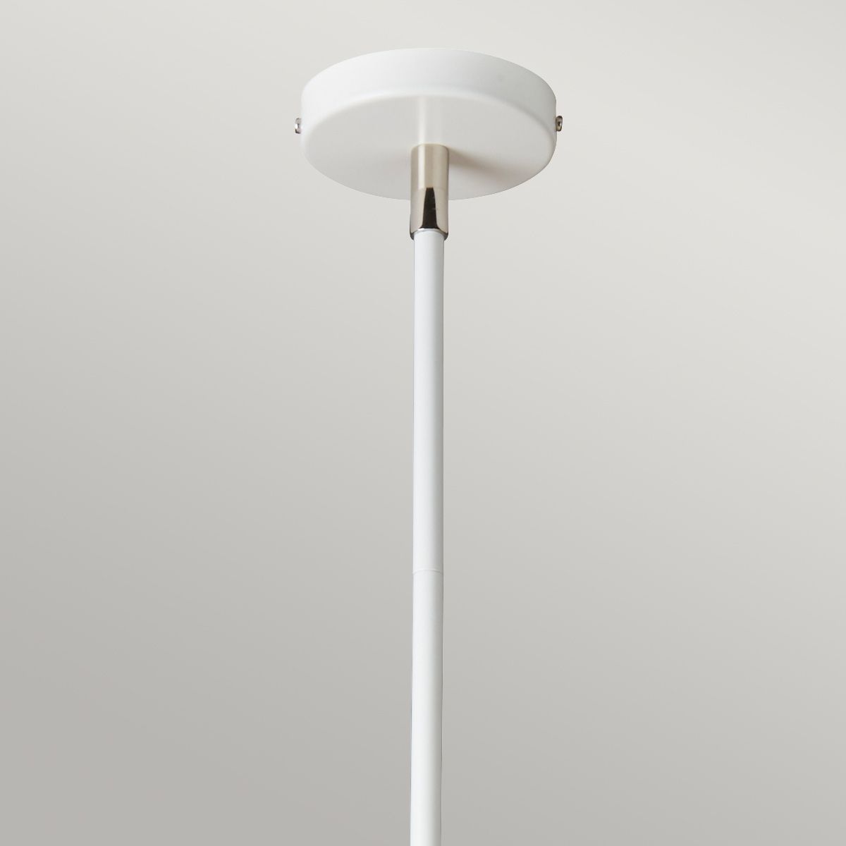 Balance Light Chandelier in White Polished Nickel with White Shade