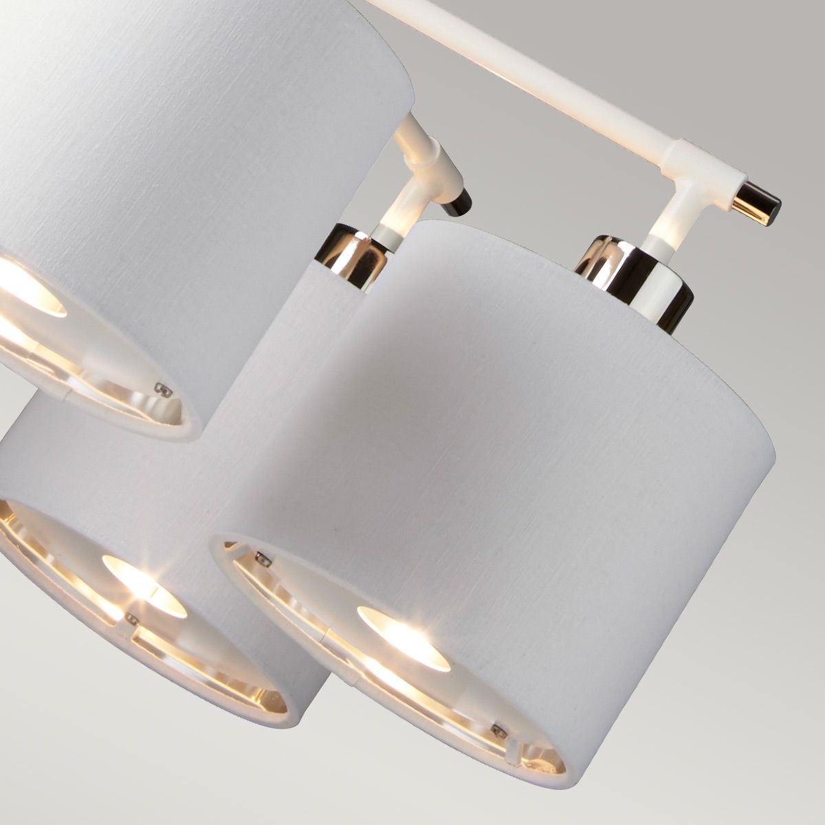 Balance Light Chandelier in White Polished Nickel with White Shade
