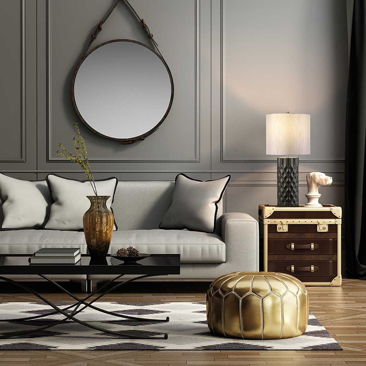 Barbican Light Table Lamp in Graphite with Silver Shade
