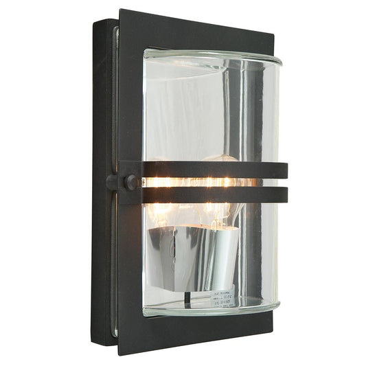Basel Light Wall Lantern in Black With Clear Glass