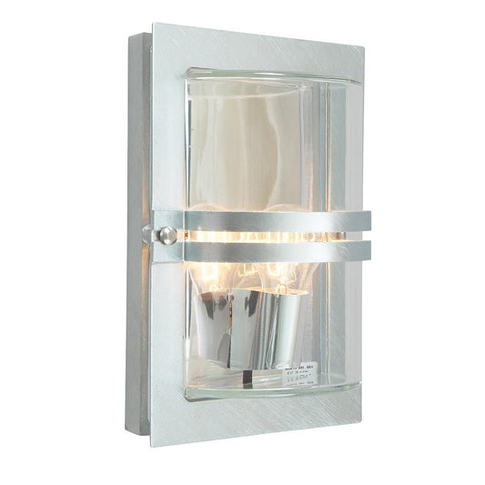 Basel Light Wall Lantern in Galvanised With Clear Glass