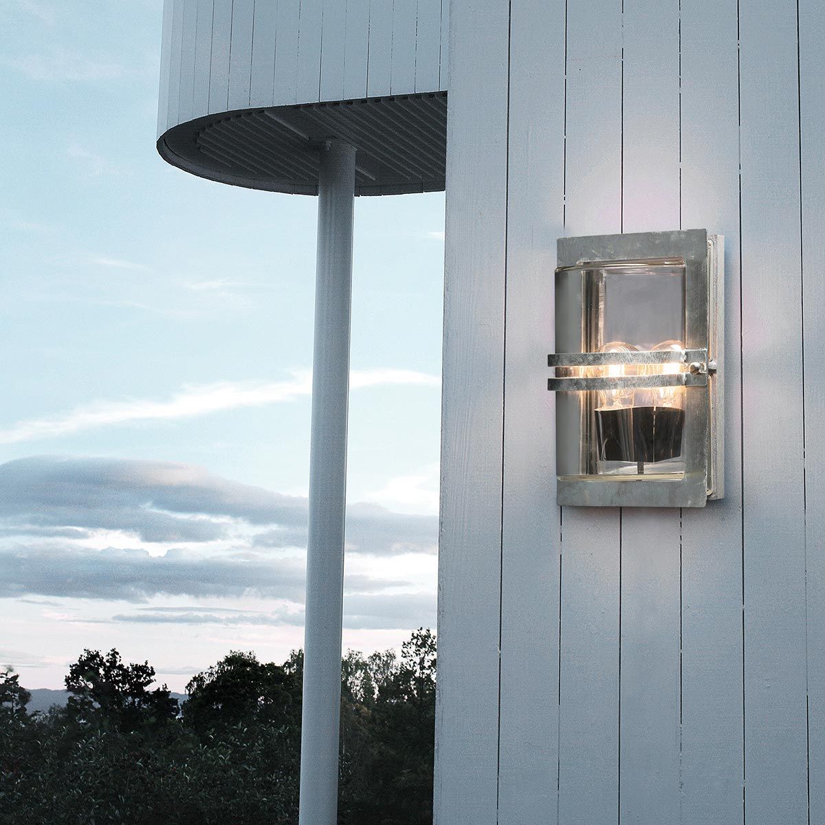 Basel Light Wall Lantern in Galvanised With Clear Glass