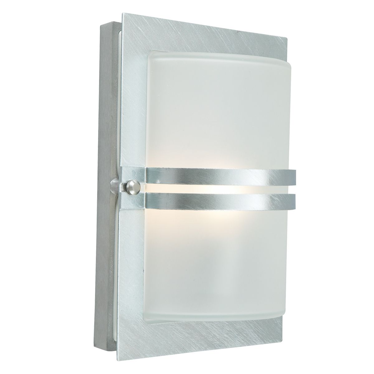Basel Light Wall Lantern in Galvanised With Frosted Glass