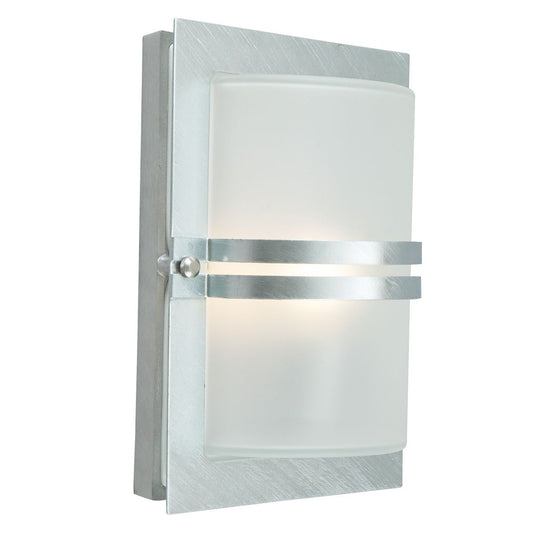 Basel Light Wall Lantern in Galvanised With Frosted Glass