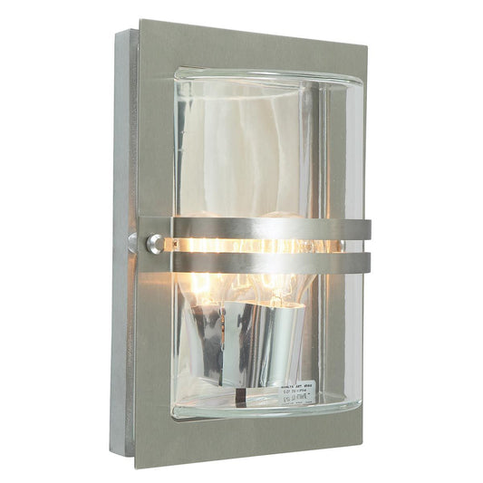 Basel Light Wall Lantern in Stainless Steel With Clear Glass