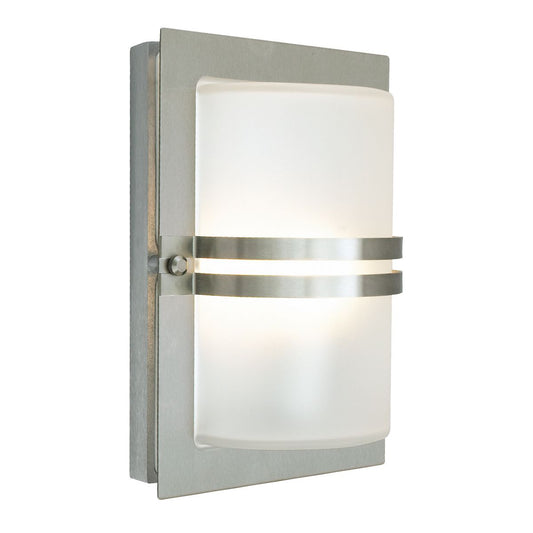 Basel Light Wall Lantern in Stainless Steel With Frosted Glass