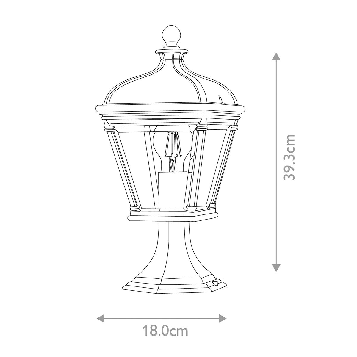 Bayview In Light Medium Pedestal Lantern In Black