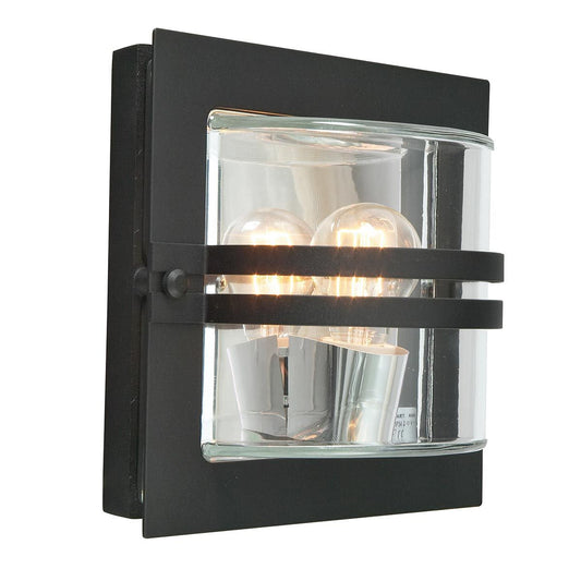 Bern Light Wall Lantern in Black With Clear Glass