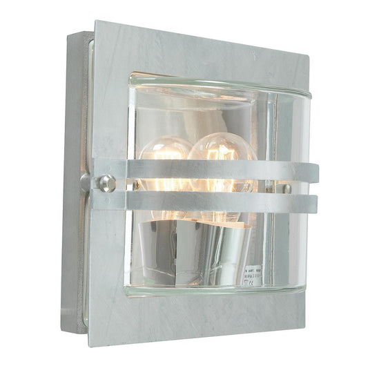 Bern Light Wall Lantern in Galvanised With Clear Glass