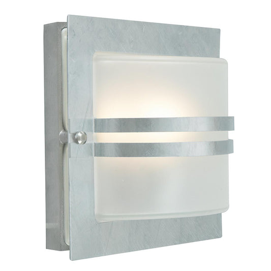 Bern In Light Wall Lantern Galvanised With Frosted Glass