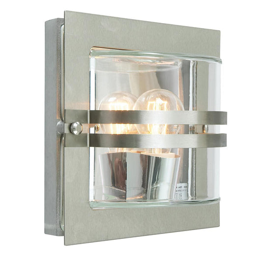 Bern Light Wall Lantern in Stainless Steel With Clear Glass