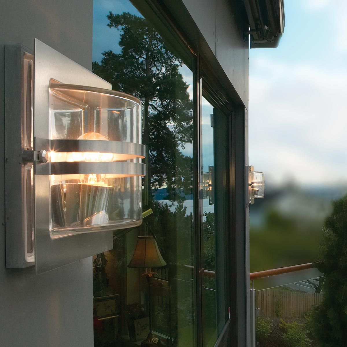 Bern Light Wall Lantern in Stainless Steel With Clear Glass