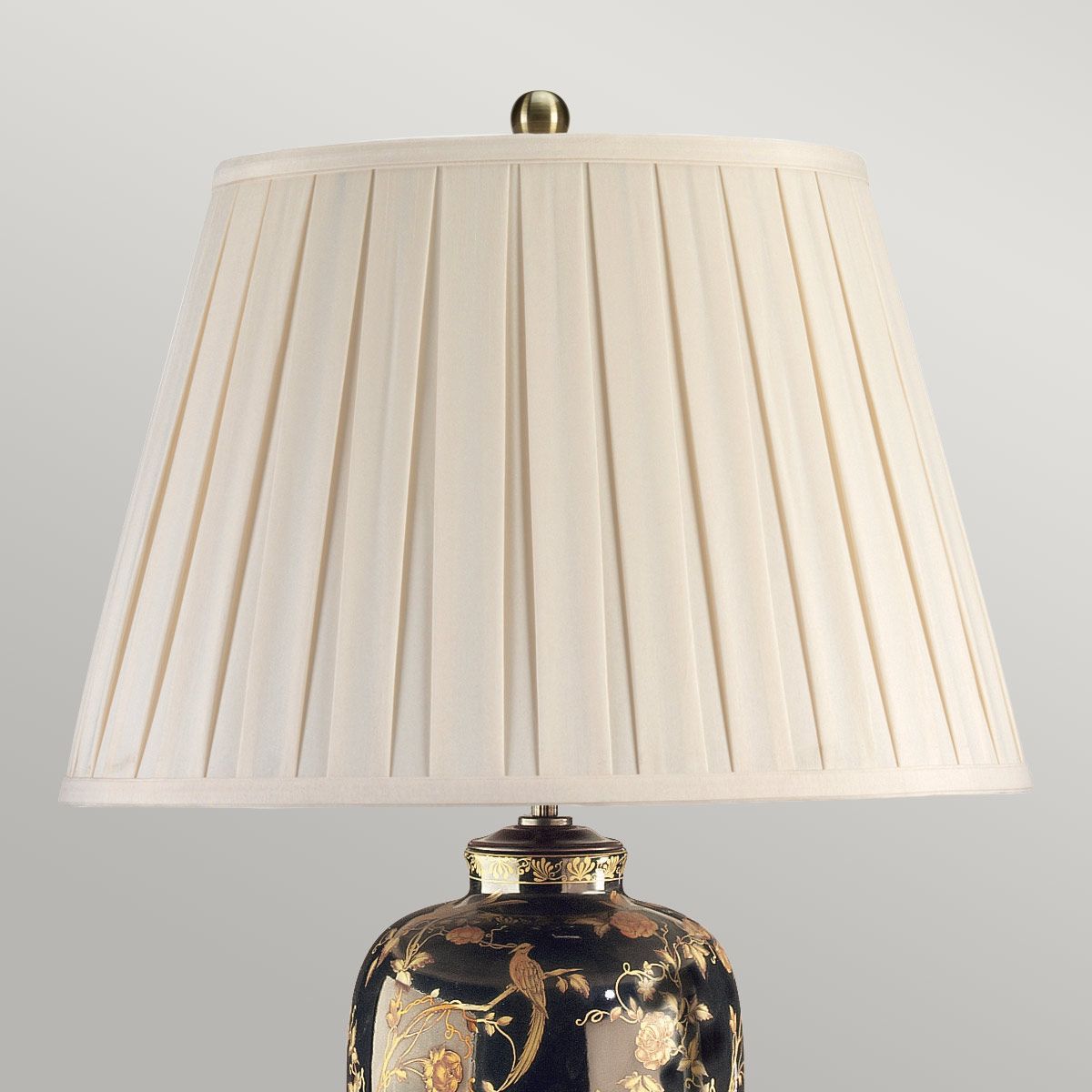 Black Birds Light Table Lamp in Black and Gold with Cream Shade