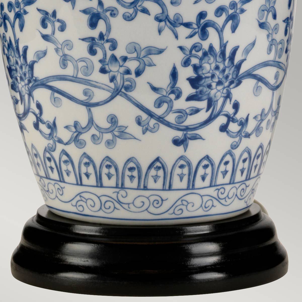 Blue Ginger Jar Table Lamp in Blue and White with White Shade