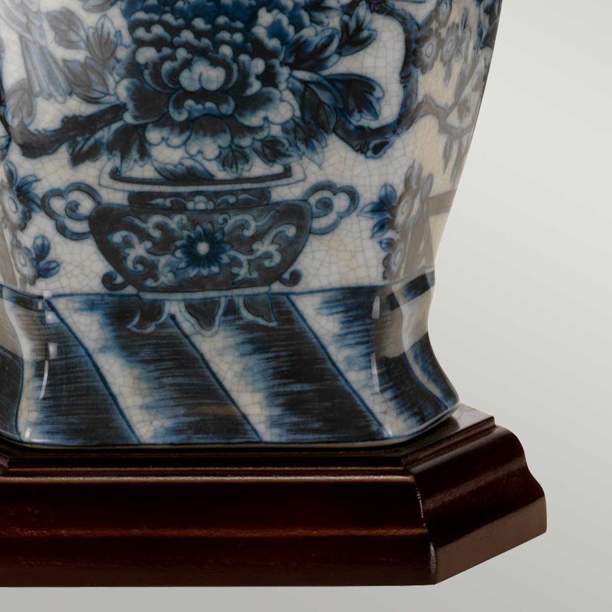 Blue Hex Light Table Lamp in Blue and White with White Shade
