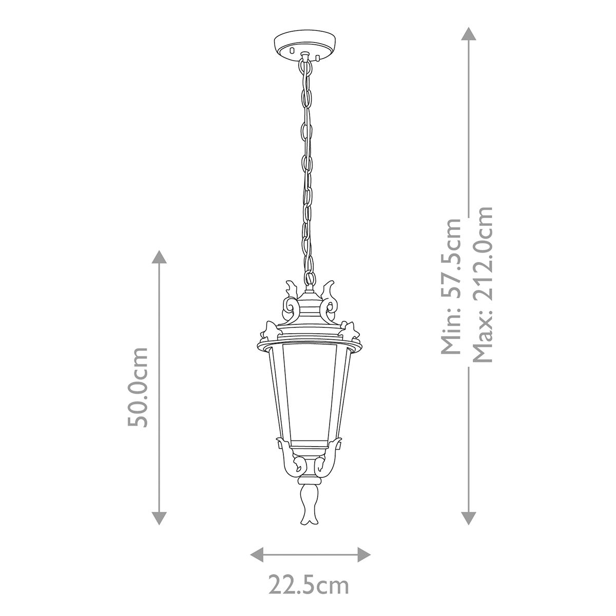 Baltimore Light Medium Chain Lantern in Weathered Bronze