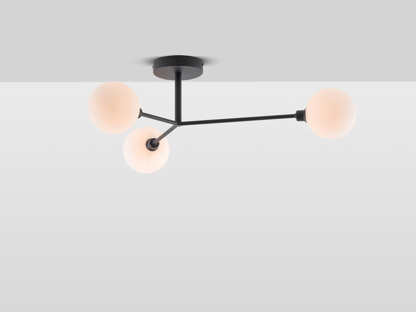 3 Light Flush Ceiling Light charcoal grey, front on
