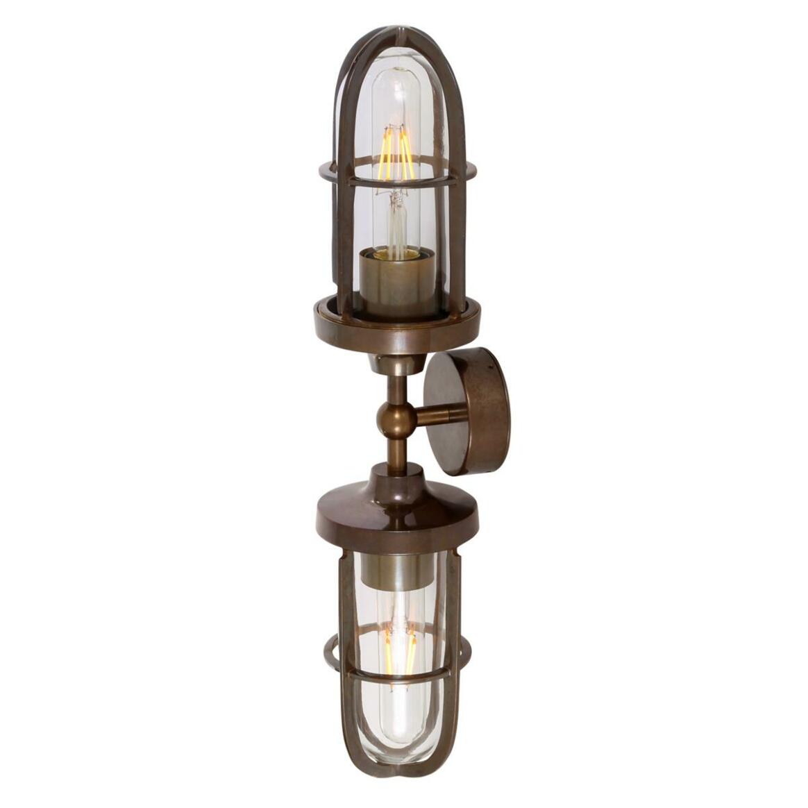 Clayton Double Well Glass Wall Light IP54